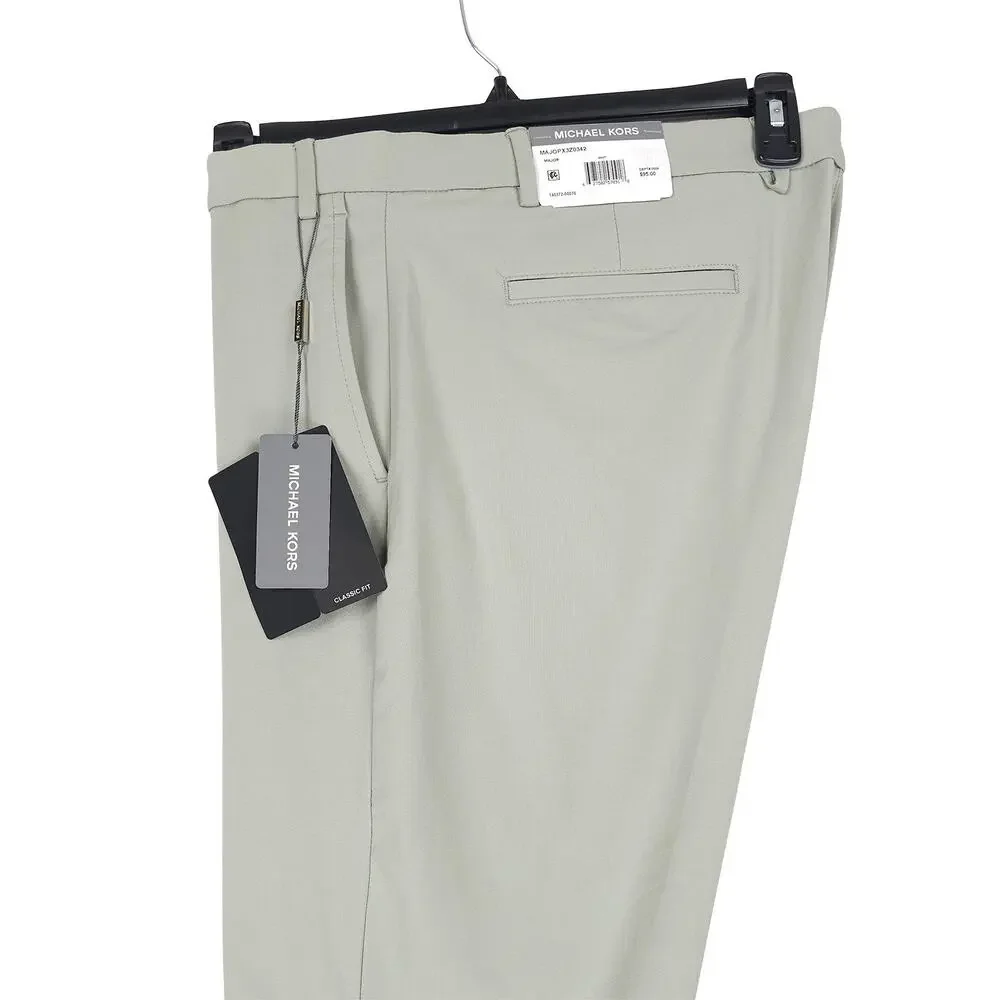Michael Kors Mens Classic Fit Dress Pants 32x32 Mint Green Solid Stretch Cotton
